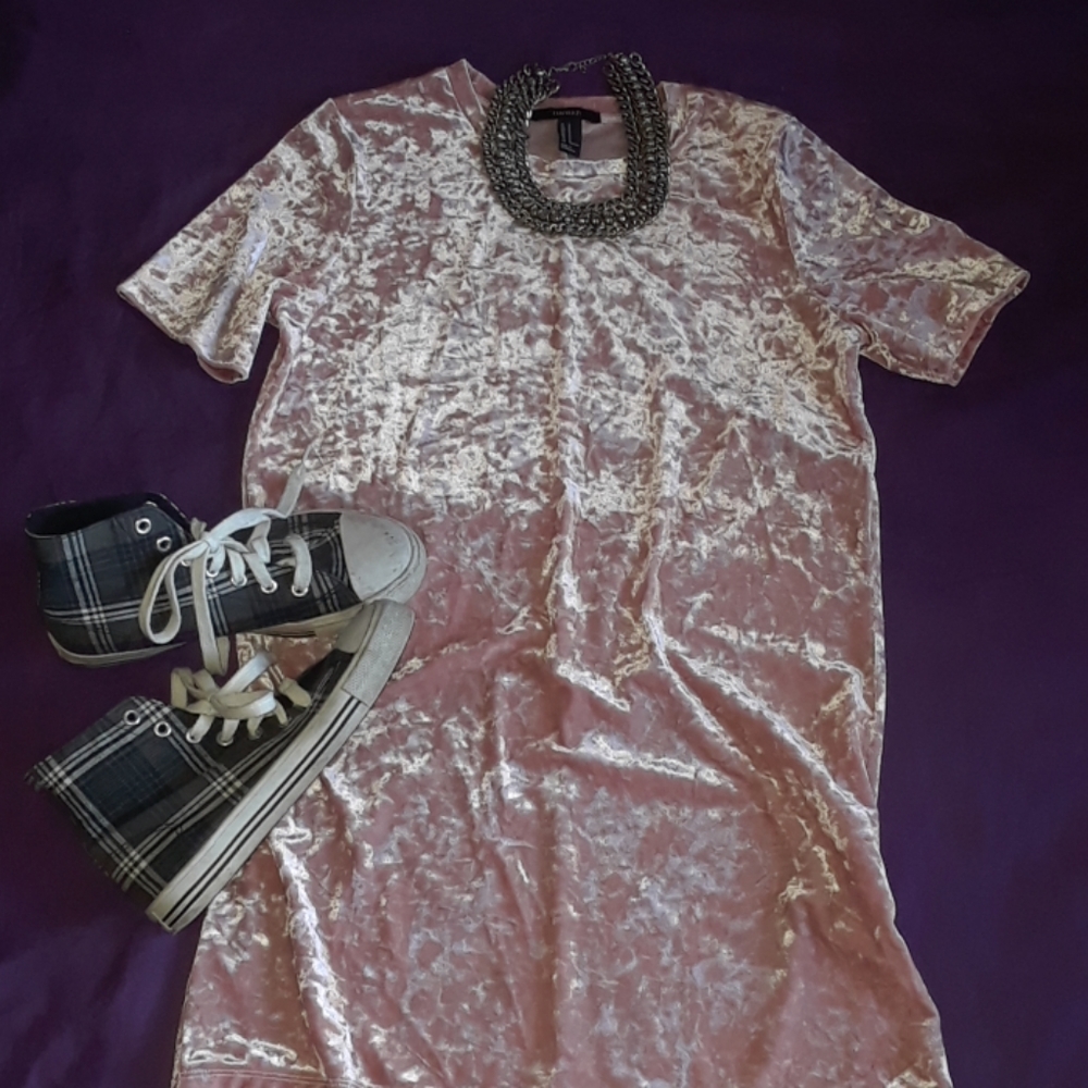 Crushed velvet tshirt dress